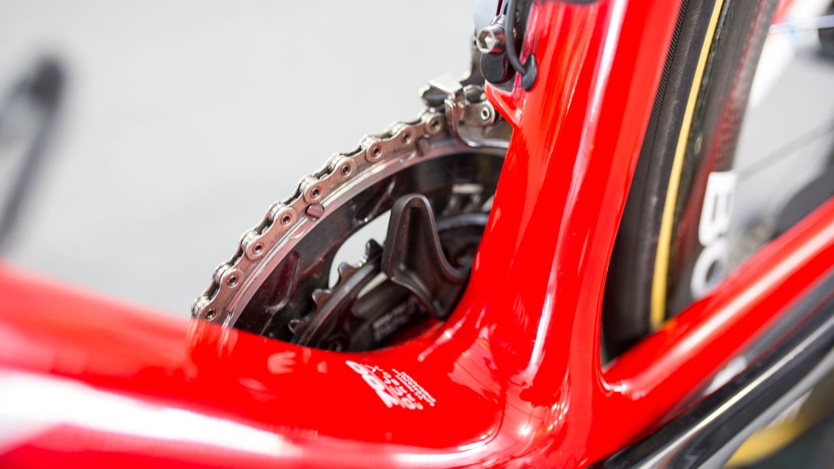The bike is fitted with a chain catcher