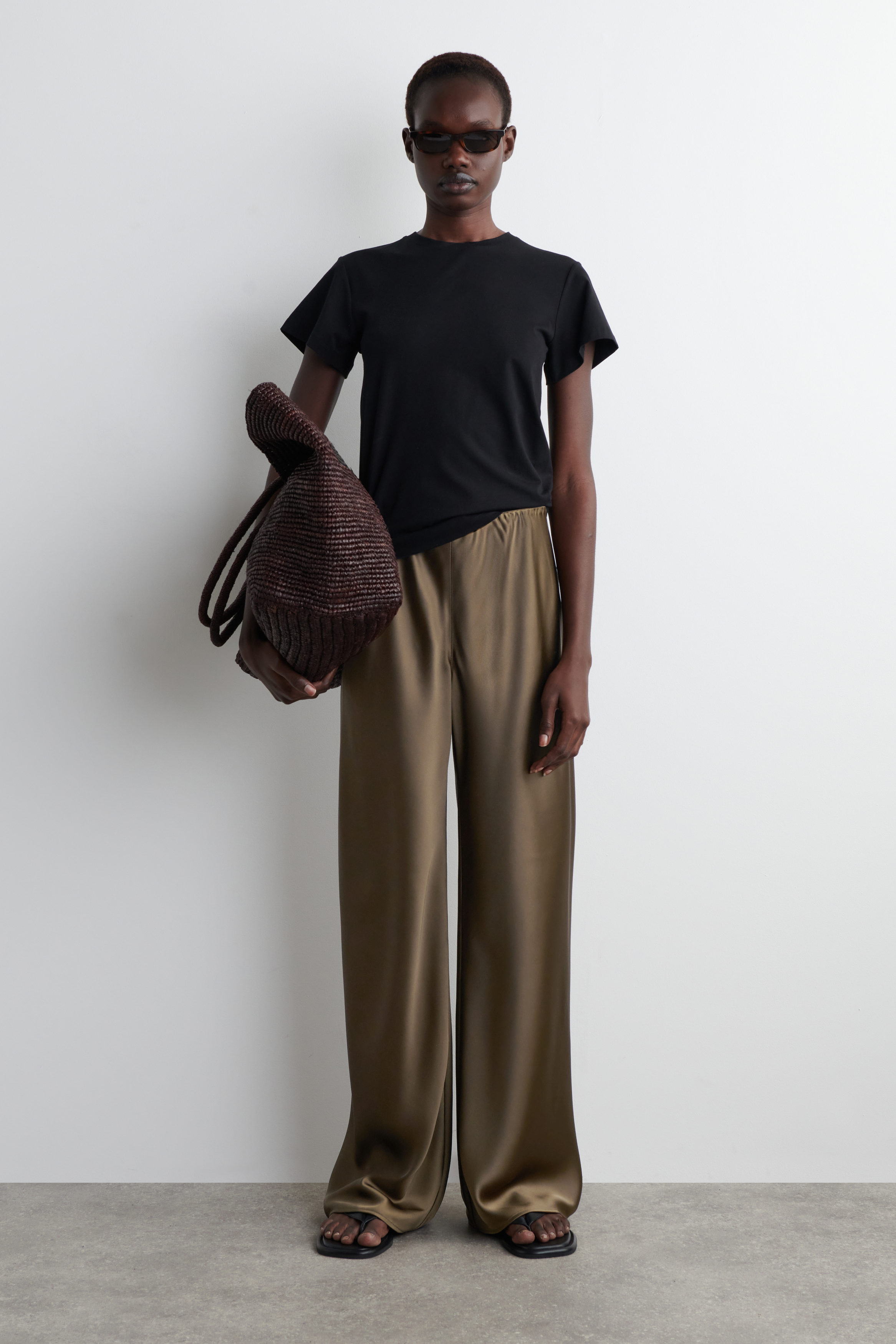 Satin Wide-Leg Trousers