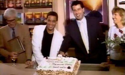 Celebrity Scientologist John Travolta makes an appearance in a '90s-era Sceintology recruitment video
