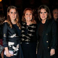 Sarah, Duchess of York, with daughters Princess Beatrice and Princess Eugenie at the launch of The Ned