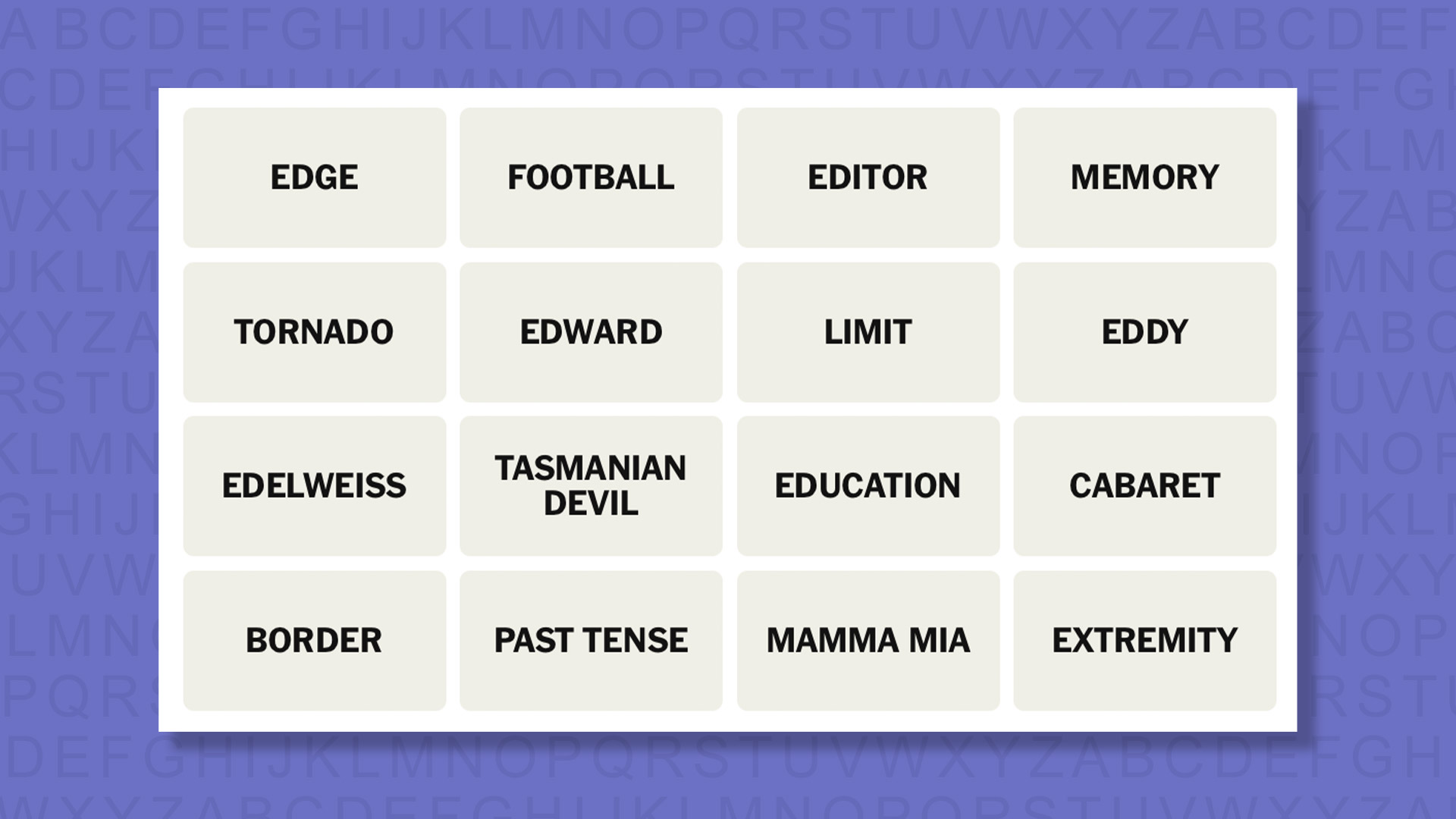 NYT Connections hints for game 845 on a purple background