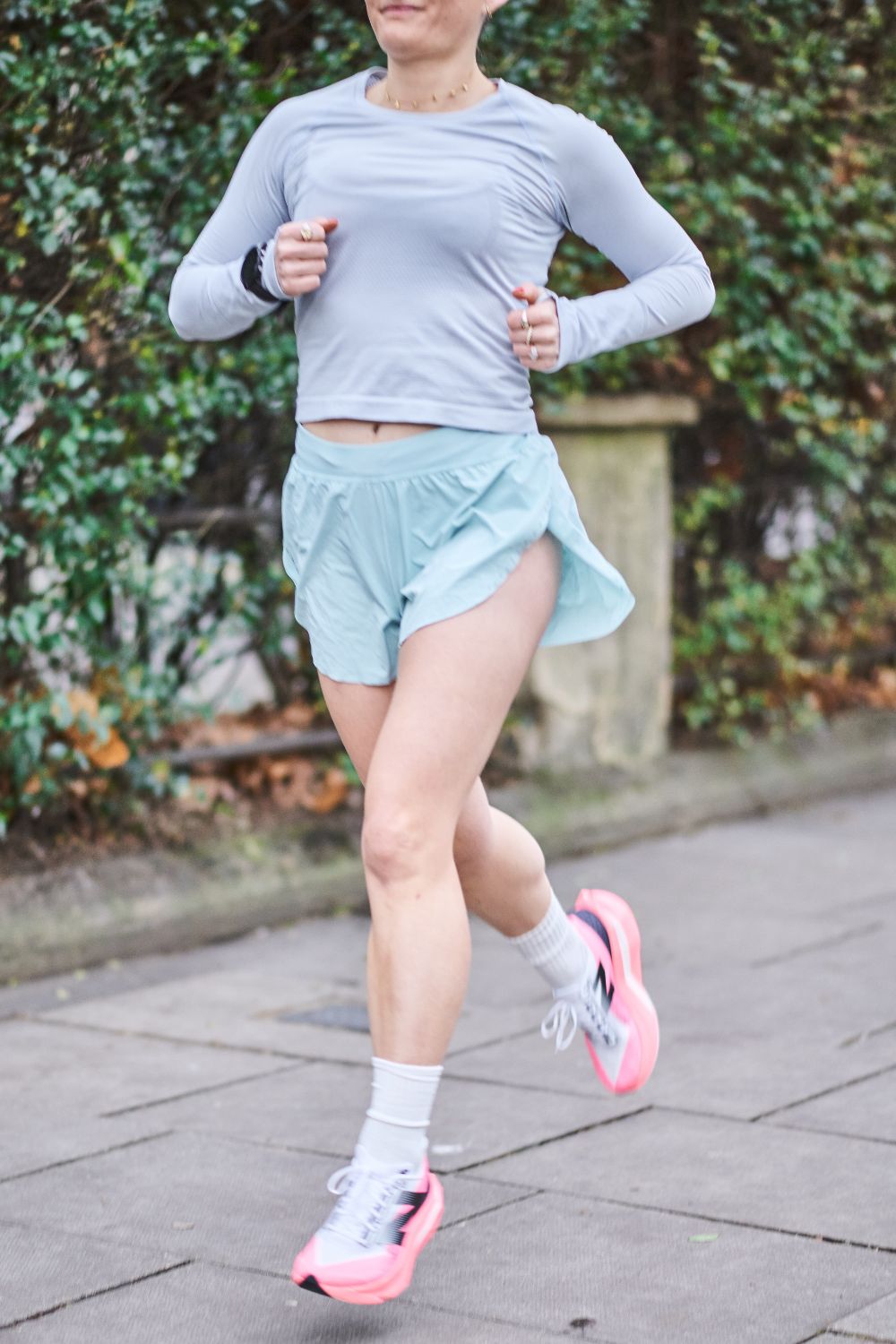 Best running shorts with pockets: Ally running in a pair of lululemon shorts