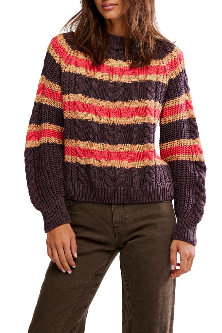 Frankie Stripe Cable Stitch Cotton Sweater