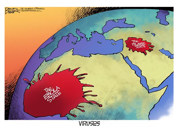 Editorial cartoon ebola ISIS world