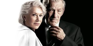 The Good Liar Helen Mirren and Ian McKellen in front of a black and white background