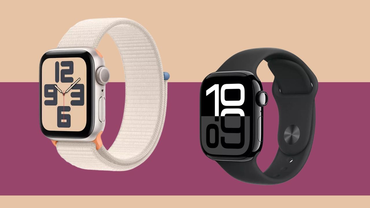 Apple Watch SE and Series 10 side by side to represent the cheapest Apple Watch deals for cyber monday