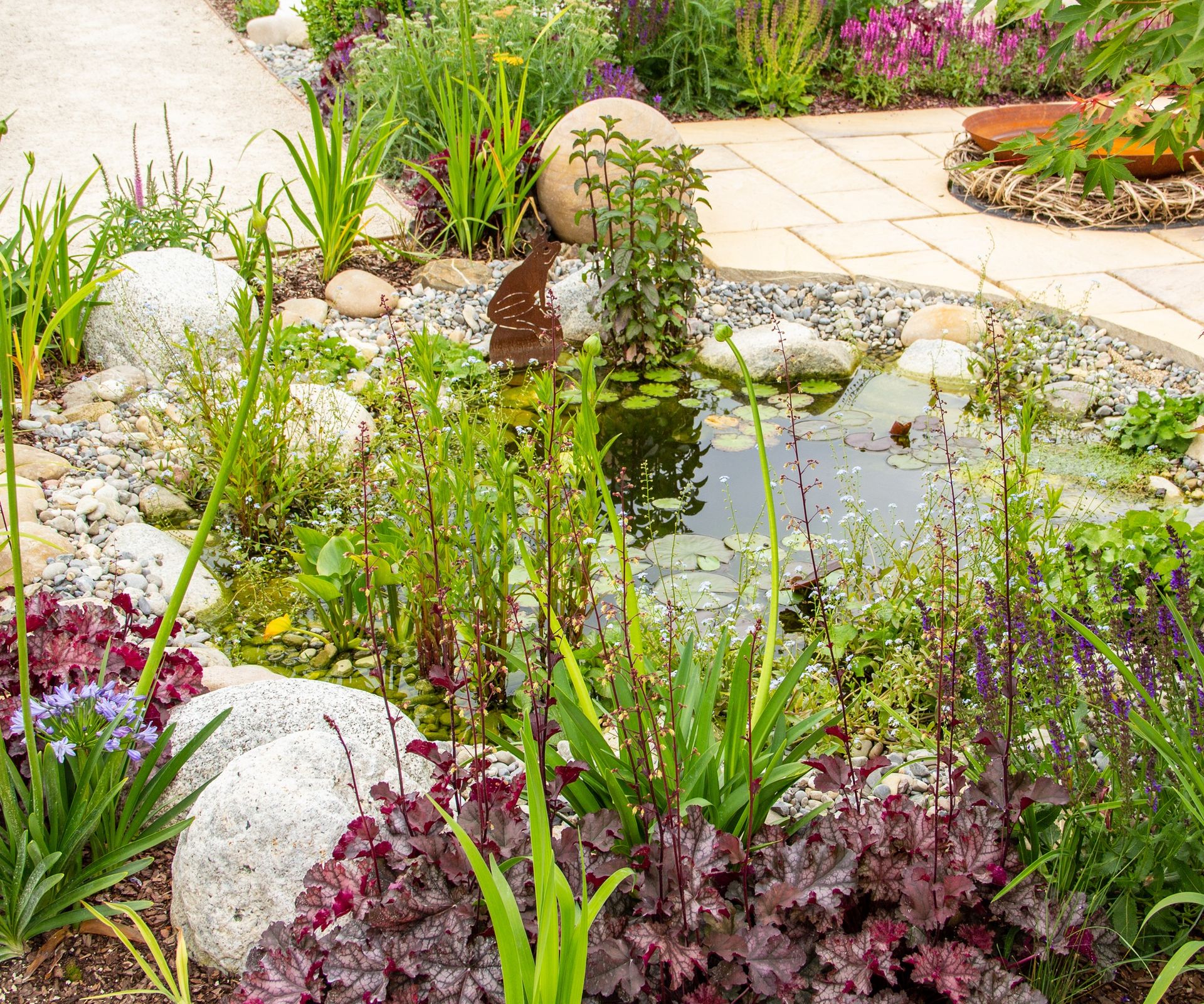 garden pond, marginal planting