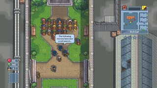 The Escapists 2 screenshot shows inmates in prison during a roll call.