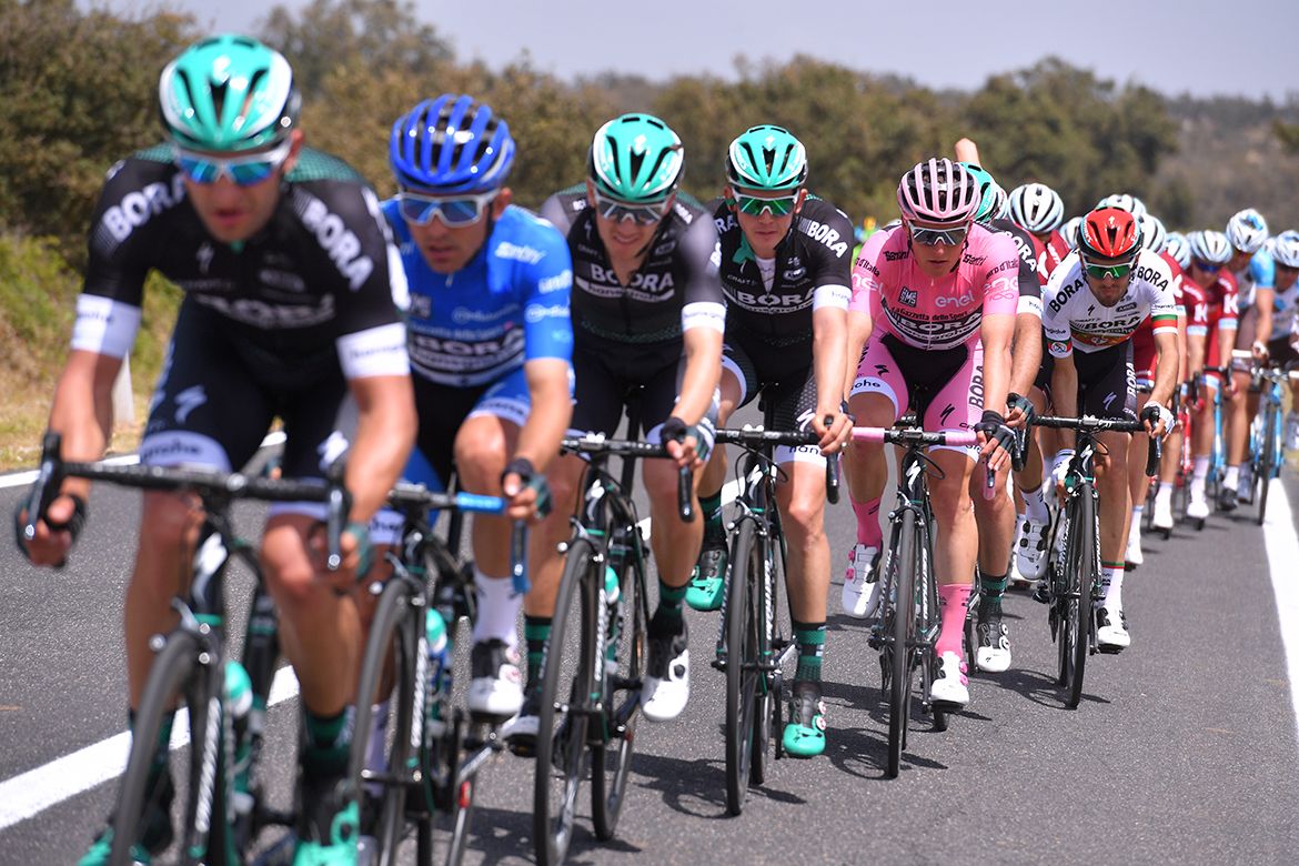 Bora-Hansgrohe control the Giro's second stage for race leader Lukas P&ouml;stlberger