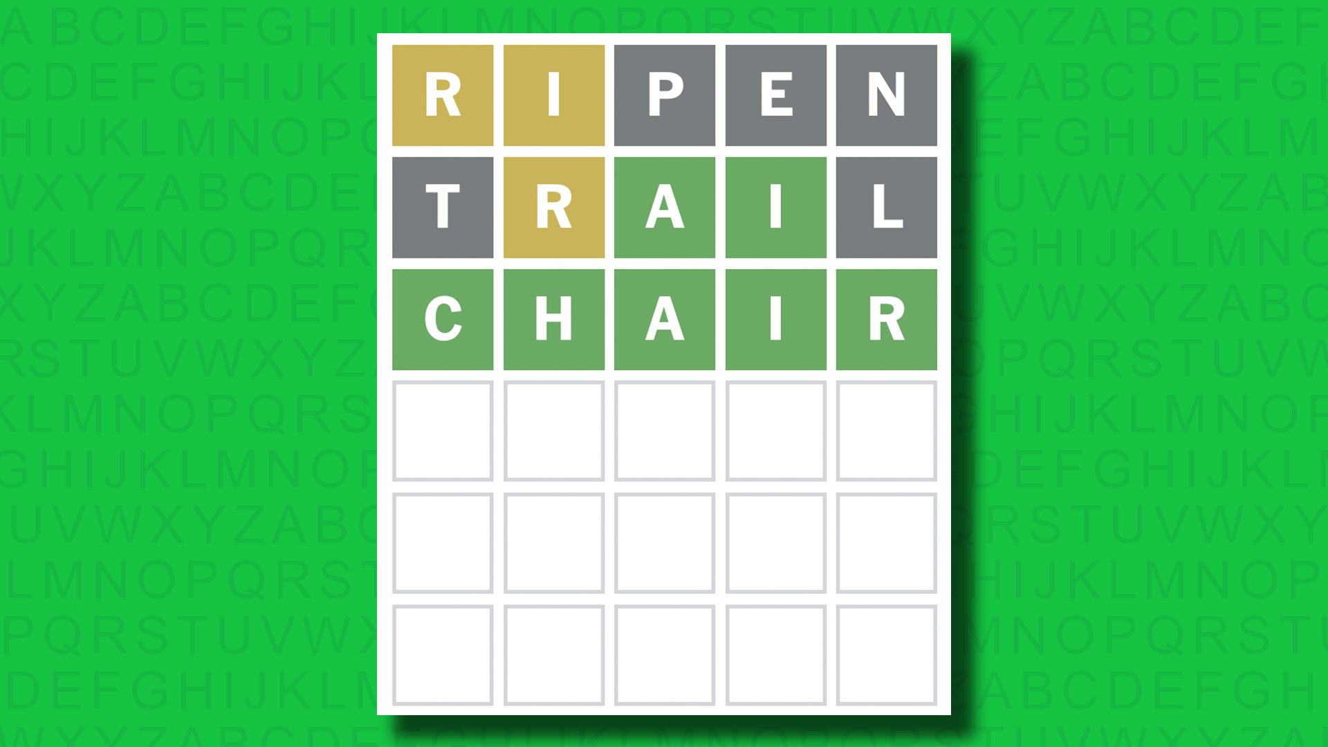 NYT Wordle answer for game 1545 on a green background
