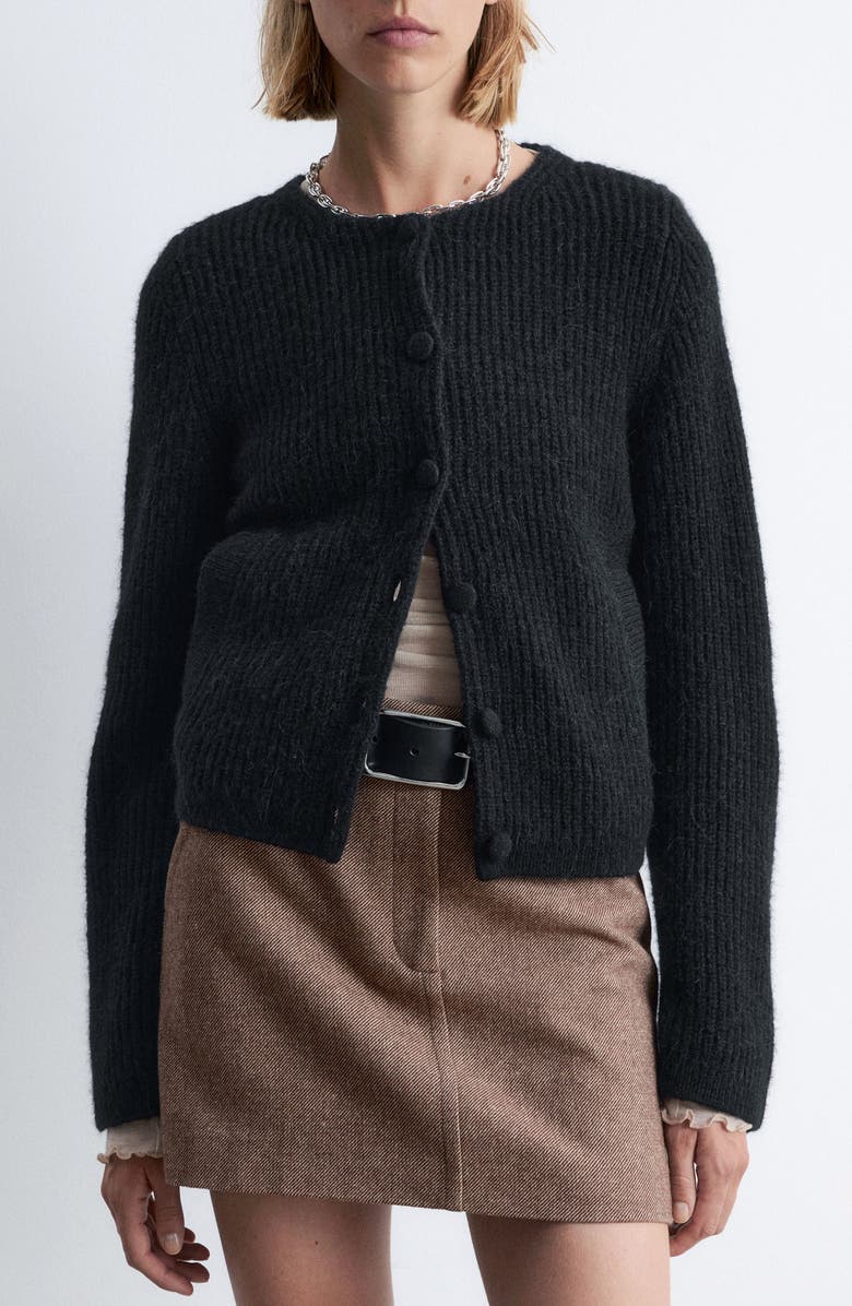 Wool &amp;amp; Alpaca Blend Rib Cardigan