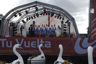 The 2009 Vuelta a España presents the teams at the start in Assen, Netherlands