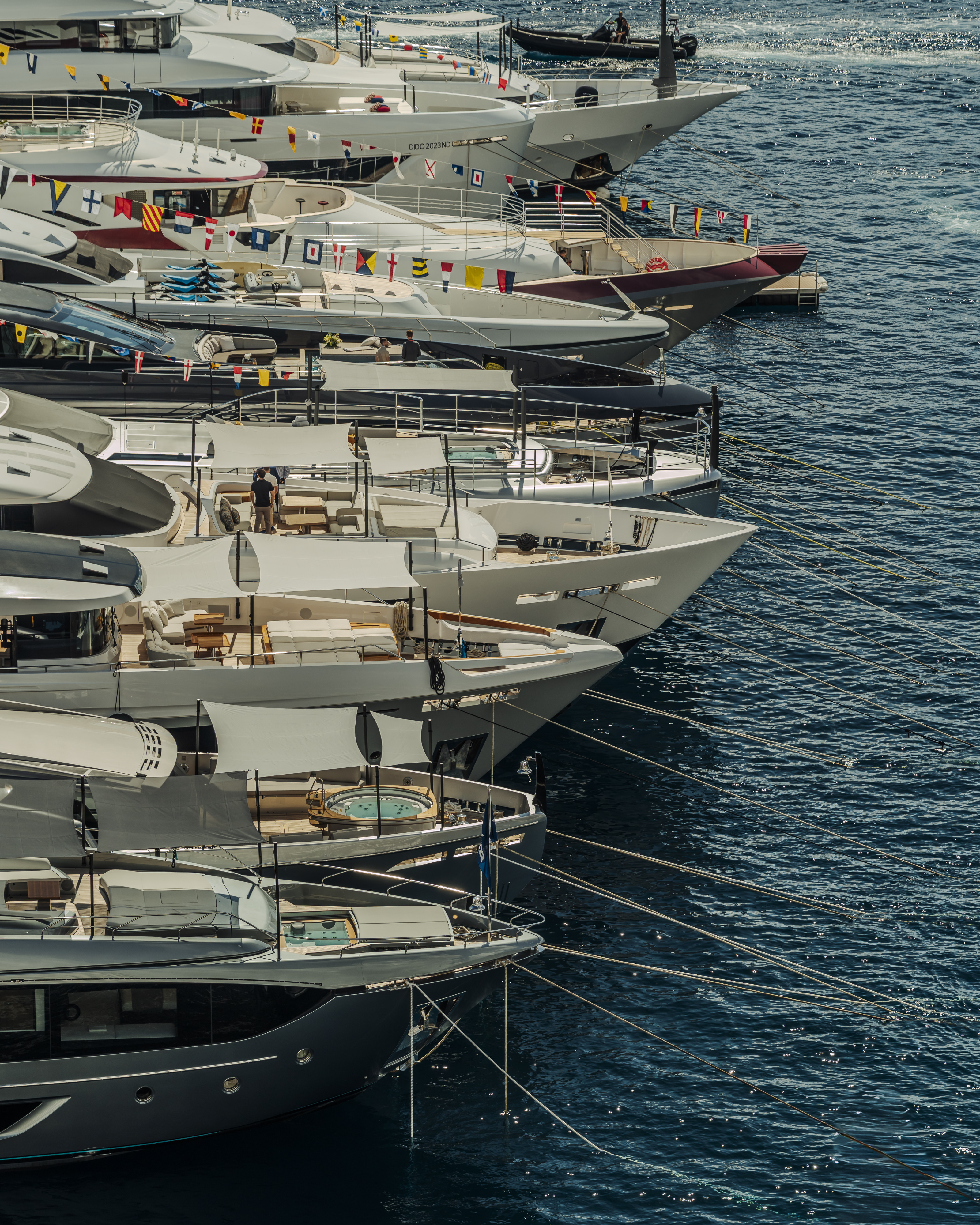 Yachts moored in Monaco&#039;s Port Hercule
