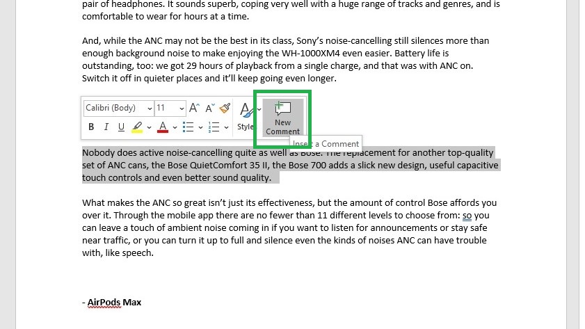 How to track changes in Word: Write, resolve and delete comments step 1: Highlight text to comment on, then click New Comment