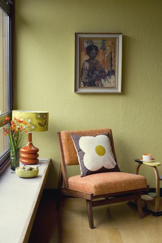 Midcentury chair with Orla Kiely cushion