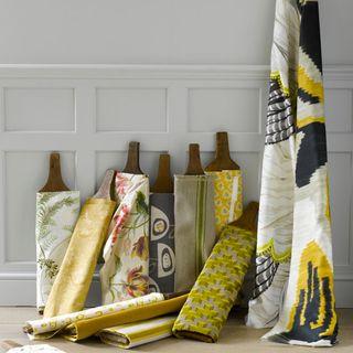 yellow and grey toile
