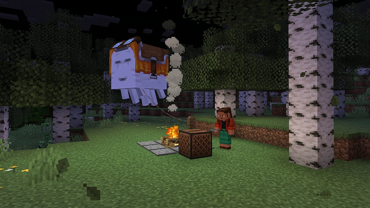 Screenshot of new music and ghasts in Minecraft.