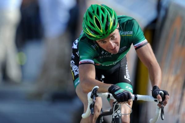 Thomas Voeckler (Europcar) exhausted after going on the attack on stage 10