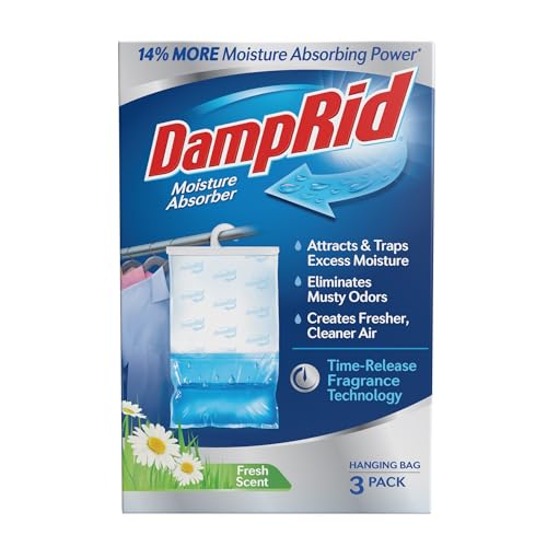 Damprid Fresh Scent Hanging Moisture Absorber, 16 Oz., 3 Pack - Eliminates Musty Odors for Fresher, Cleaner Air, Ideal Moisture Absorbers for Closet, 14% More Moisture Absorbing Power*