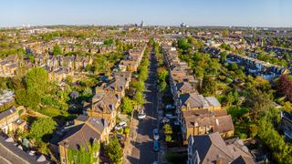 Aerial view of London suburb