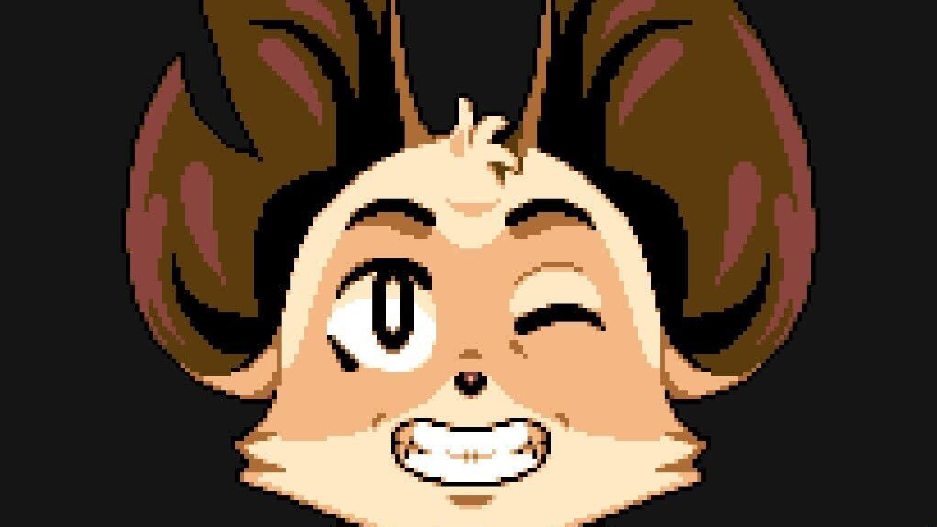 The title character of Mina the Hollower smiles and winks in a mirror