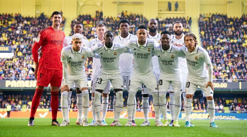 Real Madrid&#039;s XI in their LaLiga game away to Villarreal in January 2023, which featured no Spanish players for the first time in the club&#039;s history.