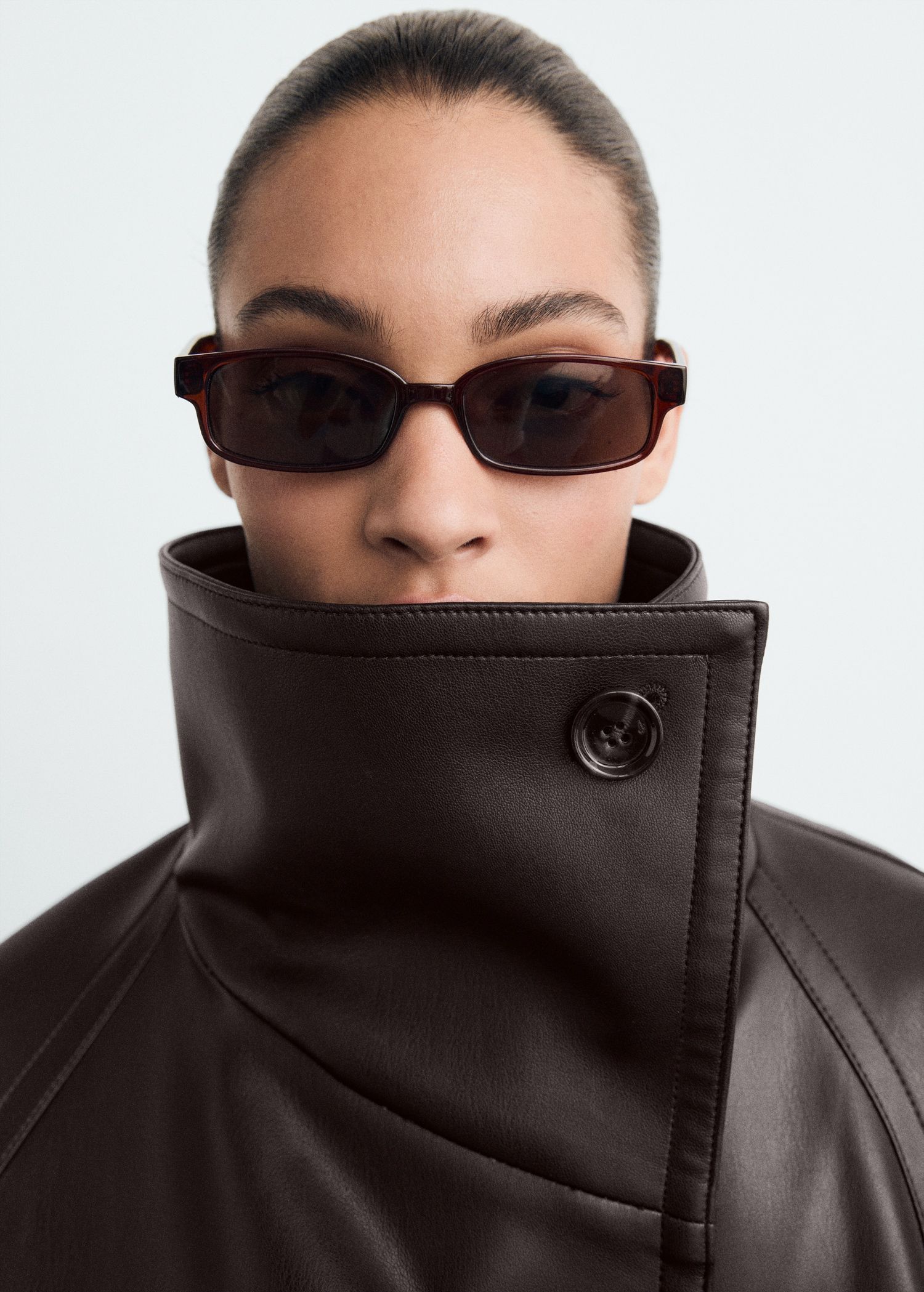 Maxi-Jacket With Leather-Effect Lapels - Women | Mango Usa