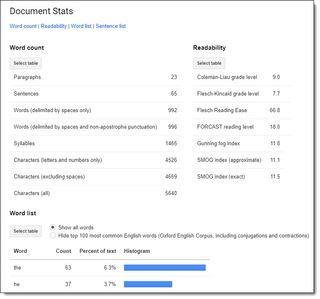 Document Stats screenshot