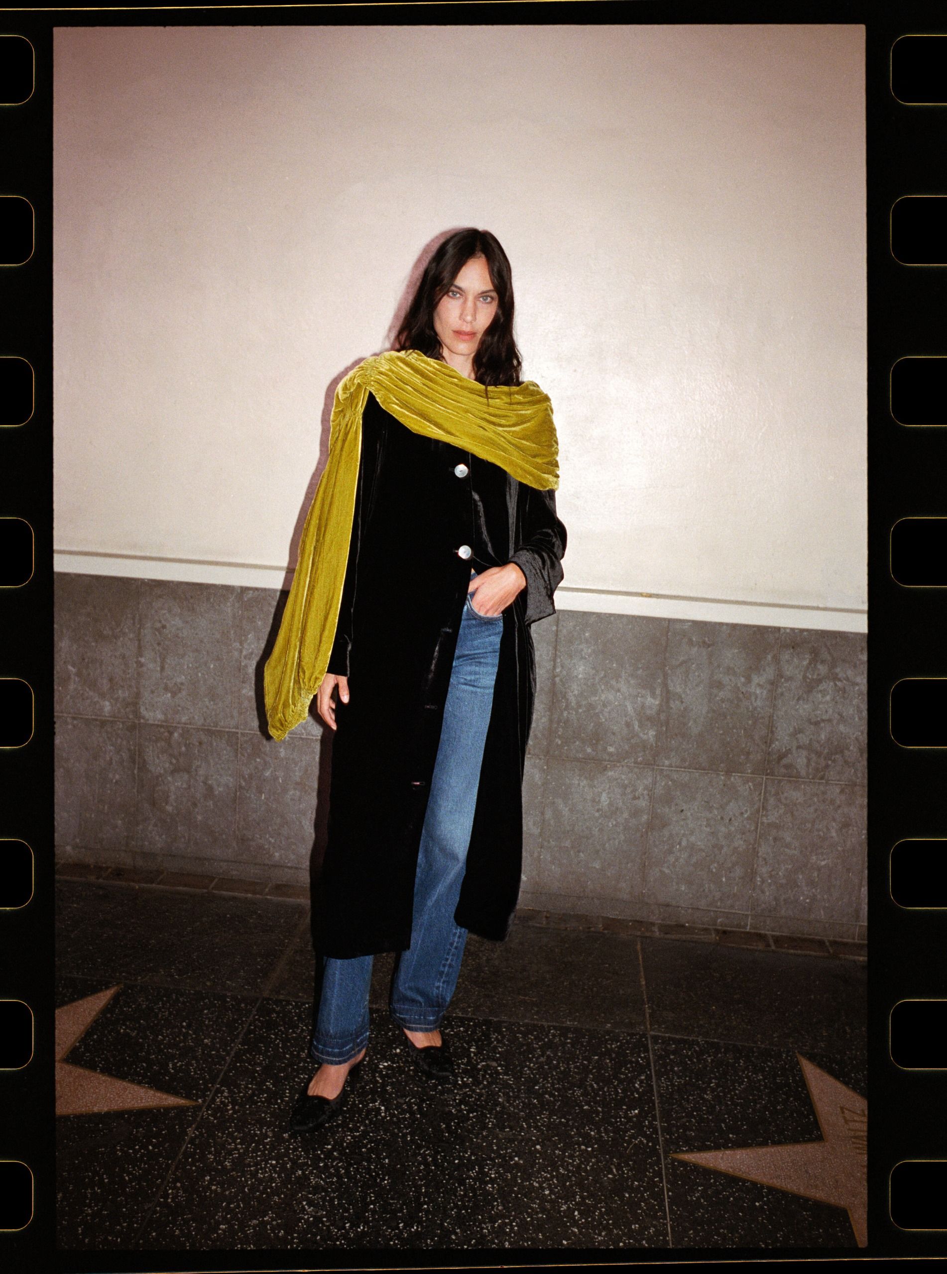 Alexa Chung x Reformation coat and jeans