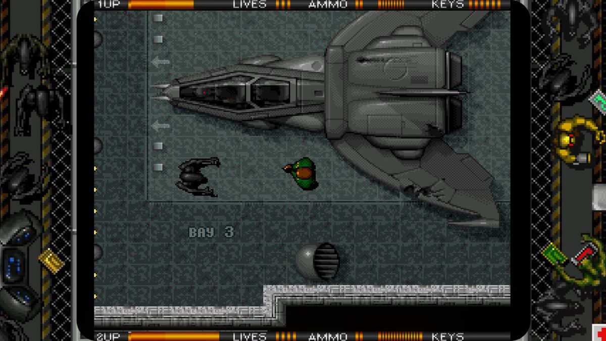 Alien Breed Special Edition gameplay screenshot with player facing enemy.