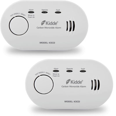 pair of Kidde carbon monoxide alarms