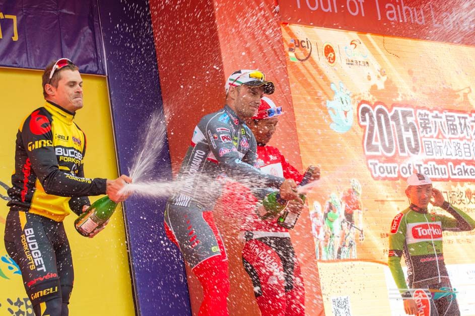 The top 3 spray the champagne