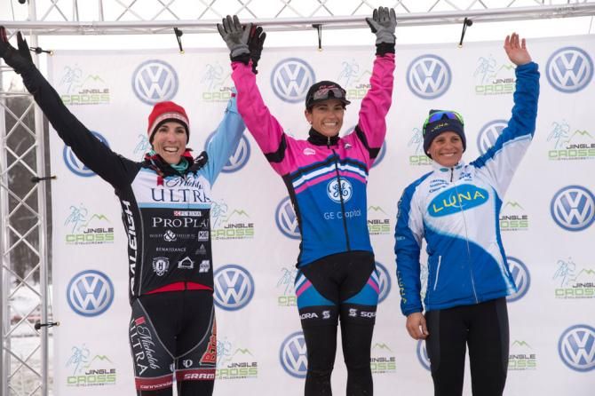 The women's podium of Courtenay McFadden, Katerina Nash in second, and Sunny Gilbert in third