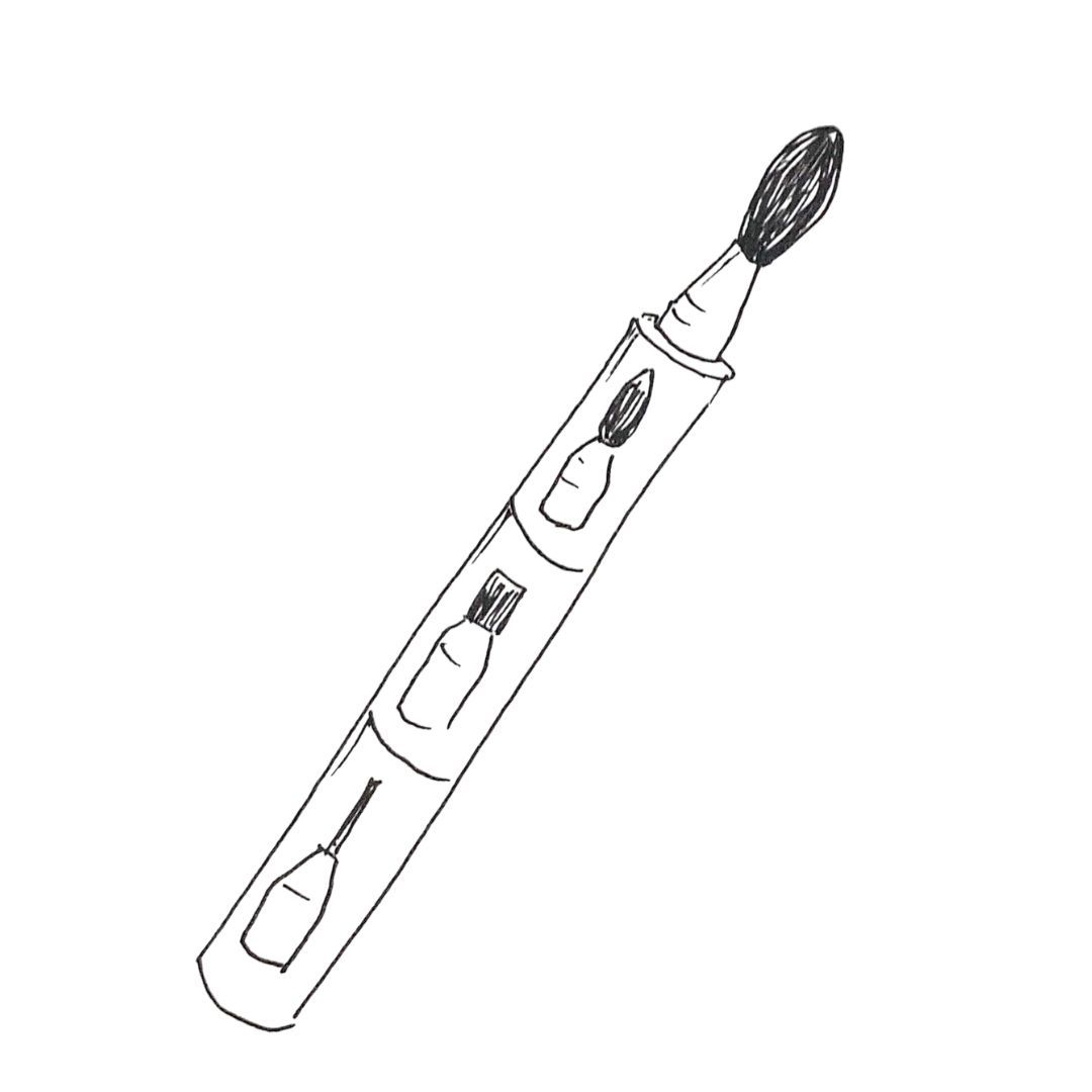 Beauty Backed Trust Industry Icons Ruby Hammer line drawing of a make-up brush