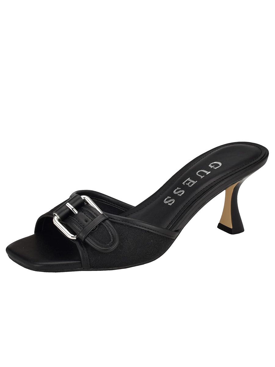GUESS, Guess Women's Dista Heeled Sandal, Black Patent 002, 8