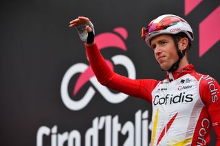 Jesper Hansen (Cofidis) waves to the crowd ahead of stage 13 of the 2020 Giro d'Italia