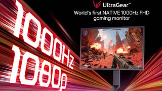 LG UltraGear 25G590B monitor shown in a press shot highlighting that it offers a 1,000Hz refresh rate