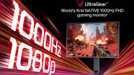 LG UltraGear 25G590B monitor shown in a press shot highlighting that it offers a 1,000Hz refresh rate