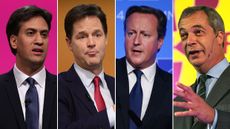 Ed Miliband, Nick Clegg, David Cameron, Nigel Farage, party leaders