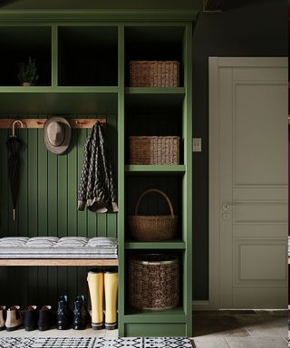 Bootroom storage painted green