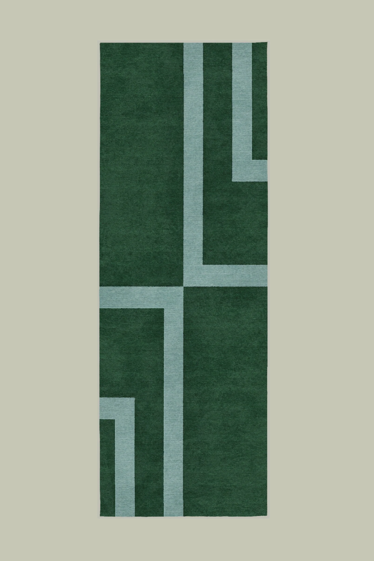 A dark and mint green rug runner