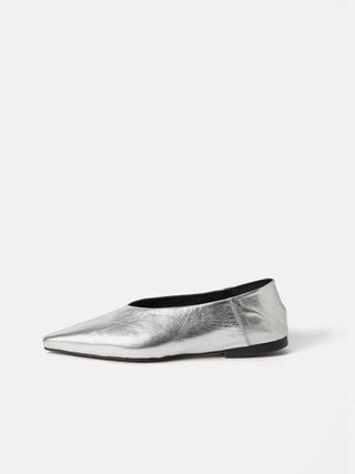 Linnie Pointed Toe Ballerina Shoes | Silver