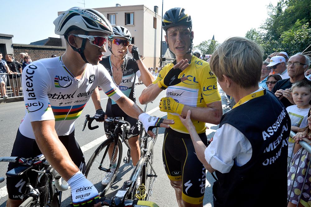 Race medical staff tries to check Tony Martin after the stage 6 crash.
