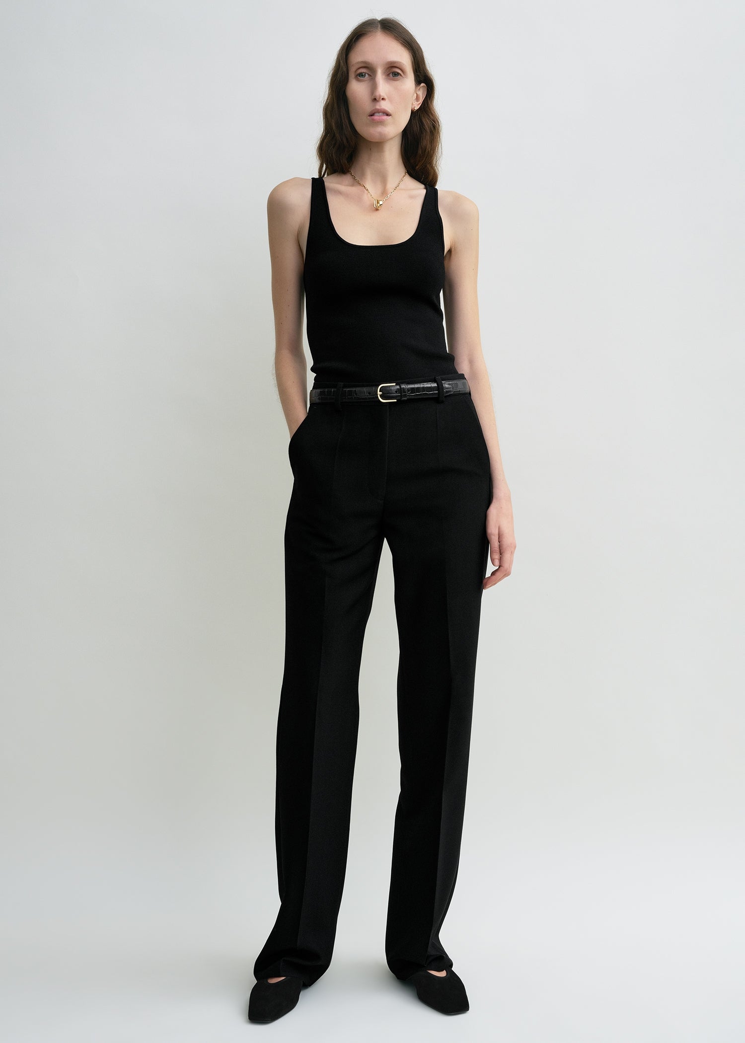 Straight Suit Trousers Black - 30