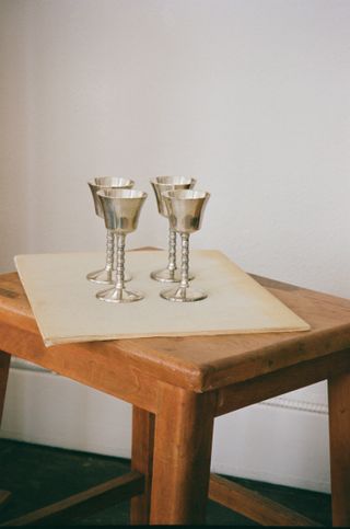 Vintage Set of Four Silver Plated Goblets