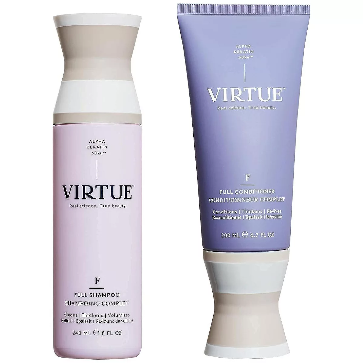 Virtue Full Shampoo (8 Oz) U0026 Conditioner (6.7 Oz) Duo Set Alpha Keratin Thickens, Volumizes Fine or Thin Hair | Sulfate Free Kit..
