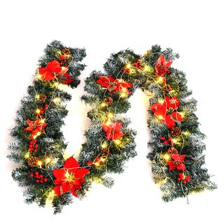 Festive garland with red flowers