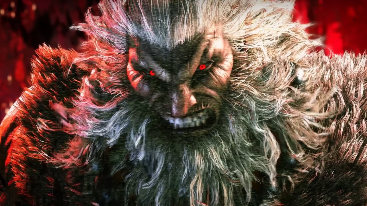 Akuma gritting his teeth after a raging demon in Street Fighter VI