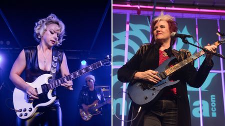 Samantha Fish (left) and Jennifer Batten perform onstage