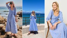 Three women wearing the FatFace Camille dress 